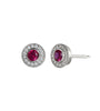 Sterling Silver Lab Ruby Halo Stud Earrings