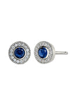 Sterling Silver Lab Sapphire Halo Stud Earrings