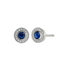 Sterling Silver Lab Sapphire Halo Stud Earrings