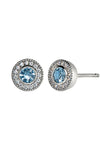 Sterling Silver Blue Topaz Halo Stud Earrings