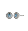 Sterling Silver Blue Topaz Halo Stud Earrings