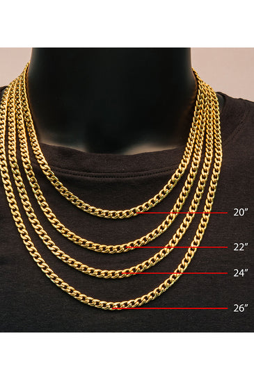  Gold IP Classic Curb Chain Necklace