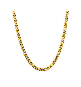  Gold IP Diamond Cut Curb Chain Necklace