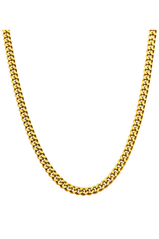  Gold IP Diamond Cut Curb Chain Necklace