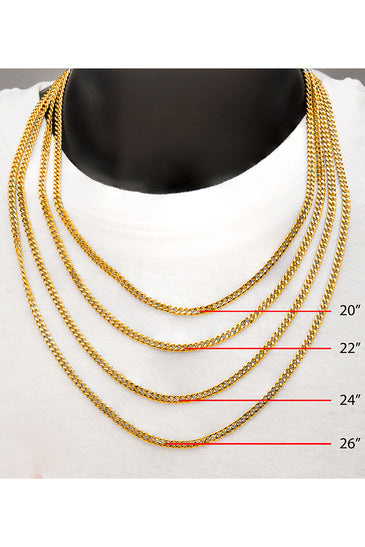  Gold IP Diamond Cut Curb Chain Necklace