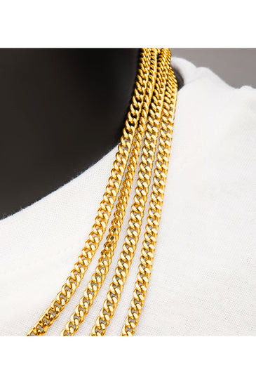  Gold IP Diamond Cut Curb Chain Necklace