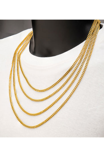  Gold IP Diamond Cut Curb Chain Necklace