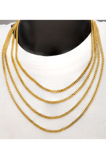  Gold IP Diamond Cut Curb Chain Necklace