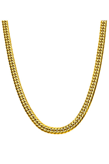 18K Gold IP Dome Curb Chain Necklace