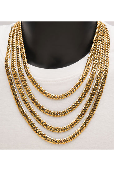 18K Gold IP Dome Curb Chain Necklace