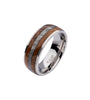 Wood & Meteorite Inlay Steel Ring