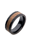 Stainless Steel Black PVD Men's Band with Wooden Inlay