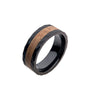 Stainless Steel Black PVD Men's Band with Wooden Inlay