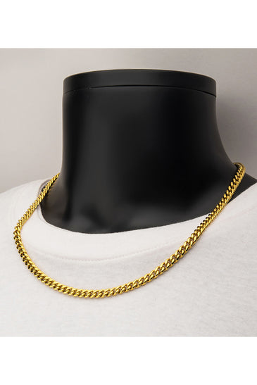 18K Gold Plated Miami Cuban Chain Necklace with Lab-grown Diamonds
