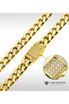 18K Gold Plated Miami Cuban Chain Necklace with Lab-grown Diamonds