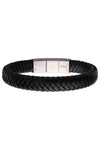 Two Tone Black Braided Genuine Leather Bracelet