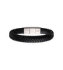 Two Tone Black Braided Genuine Leather Bracelet