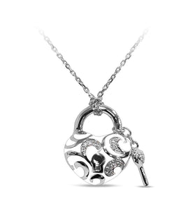 Rhodium-plated sterling silver is set with white stones and hand-painted bright white Italian enamel