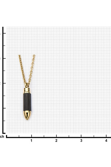 Stainless Steel Gold Plated and Carbon Graphite Bullet Pendant with Chain
