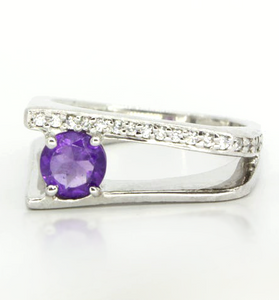 Sterling Silver Asymmetrical Amethyst Ring