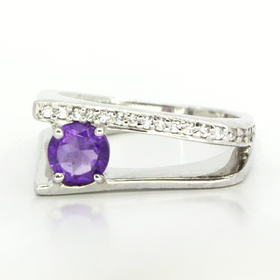Sterling Silver Asymmetrical Amethyst Ring