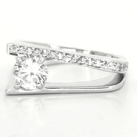 Sterling Silver Split Shank White Topaz Ring