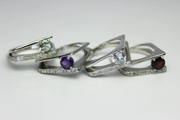 Sterling Silver Split Shank Garnet Ring