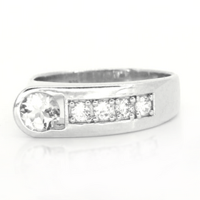 Sterling Silver White Topaz Love U Ring