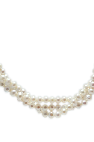 14kt YG Three Strand Pearl Necklace