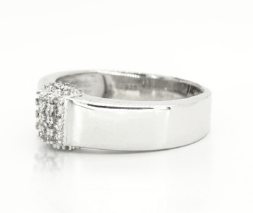 Sterling Silver Square Pave Ring