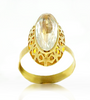 18kt YG Estate Handmade White Topaz Ring