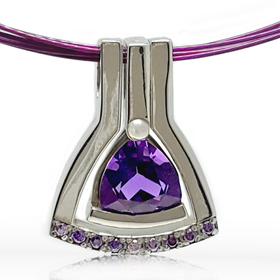 Sterling Silver Amethyst LOVE U Pendant