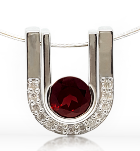 Sterling Silver Garnet LOVE U Pendant by Harold