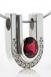 Sterling Silver Garnet LOVE U Pendant by Harold