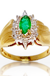 10kt YG Emerald Diamond Estate Ring