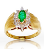 10kt YG Emerald Diamond Estate Ring