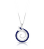 Set on rhodium-plated sterling silver, the pave-set stones and hand-painted blue Italian enamel are swirled together.