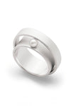 Polished Pearl set on sandblasted sterling silver double ring