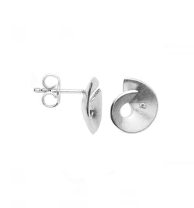Sterling silver swirl studs set with a diamond