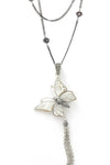 Sterling silver pendant featuring a butterfly with a tassel detail connected off the butterfly