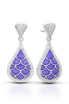 On rhodium-plated sterling silver, features hand-painted translucent Italian purple enamel set with white stones