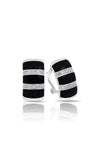 Sterling silver earing showing Black Onyx and white stones in a stripe pattern