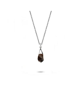 A twisted pear shaped smoky quartz set on sterling silver