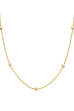Sterling Silver Yellow Gold Plated Station Chain