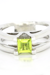 Sterling Silver Peridot V Ring