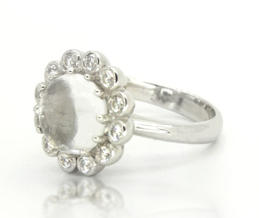 Sterling Silver White Topaz Cabochon Ring