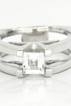 Sterling Silver White Topaz V Ring