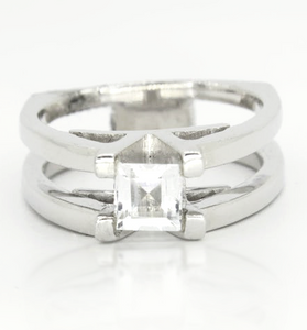 Sterling Silver White Topaz V Ring
