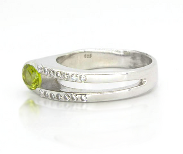 Sterling Silver Peridot Love U 2 Ring