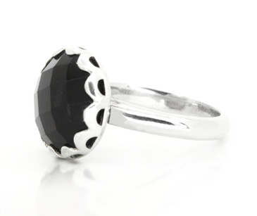 Sterling Silver Black Zircon Ring